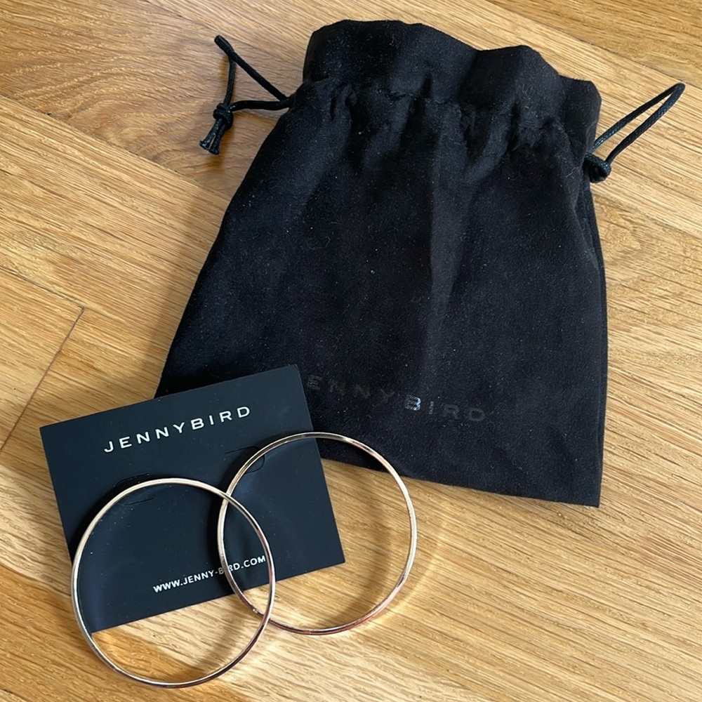 NEW! Jenny Bird Rose silver large Metal Hoop Earrings